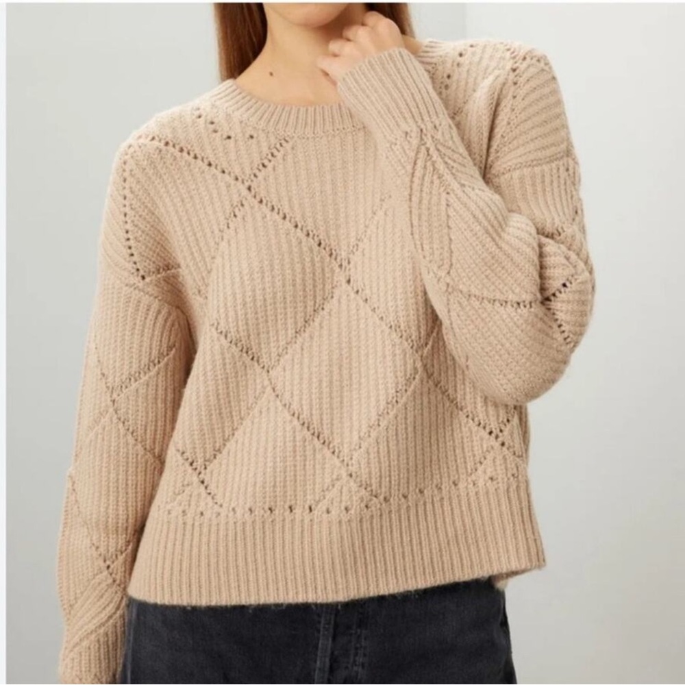 Thakoon Argyle Pointelle Oversized Sweater, NWT, XS